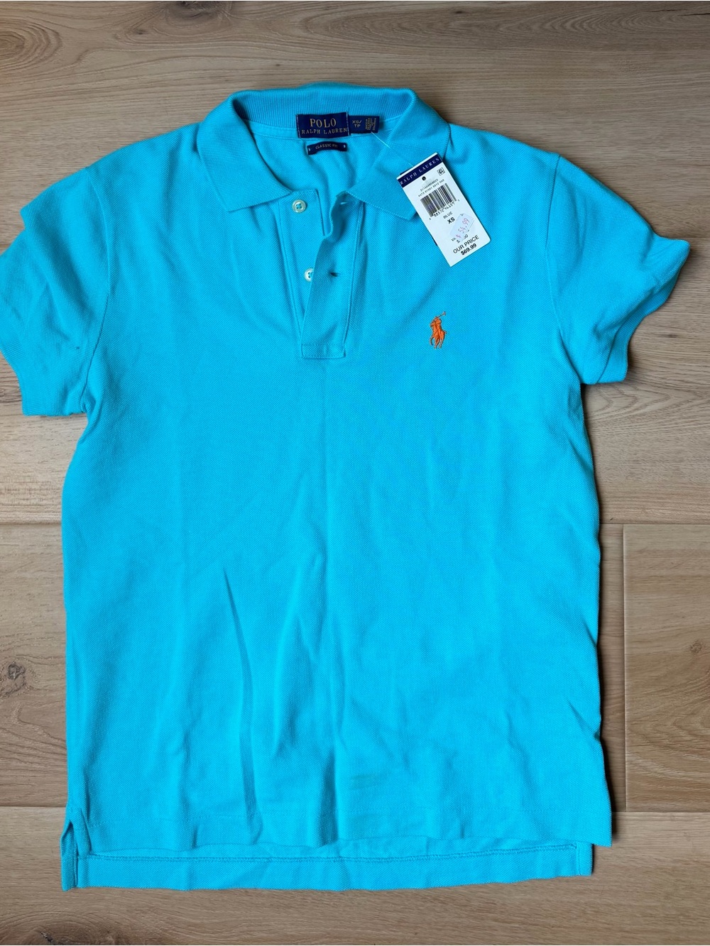 Ralph Lauren Men’s Bright Turquoise Polo with Orange Pony